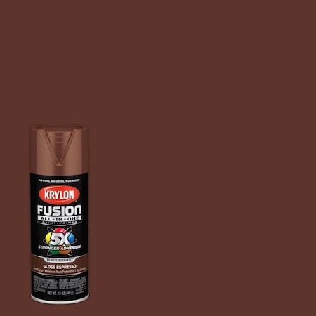 Short Cuts Krylon Fusion All-In-One Gloss Espresso Paint+Primer Spray Paint 12 oz K02707007